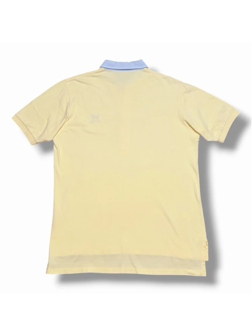 Polo Ralph Lauren VTG 90’s Mens Butter Yellow Polo Logo Striped Collar L RARE